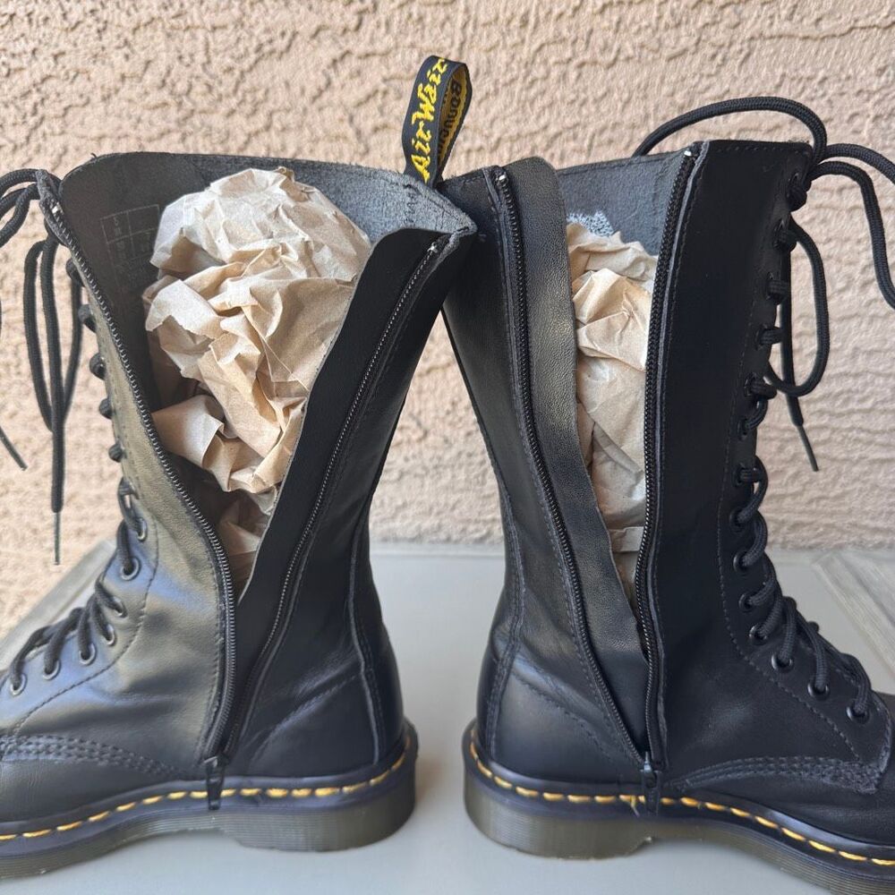 Dr Martens 1914 Vonda 14 Eye Lace Up Tall Boots Black Red Rose Womens 7US/38EU - Picture 9 of 16